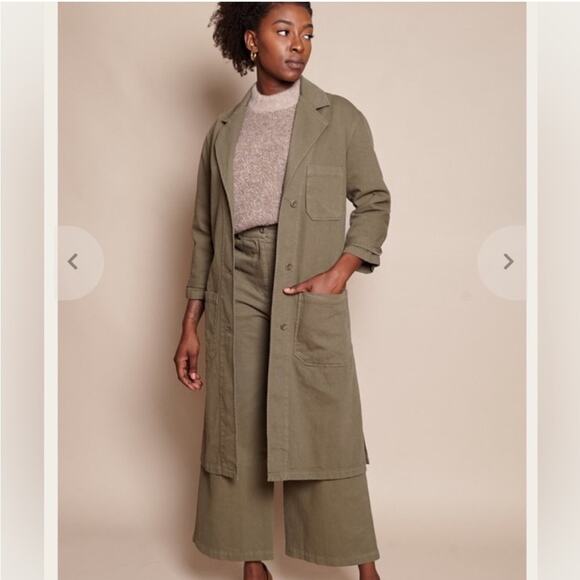 First rite shop coat garmentory green neutral minimalist natural 100% cotton M - Picture 1 of 10